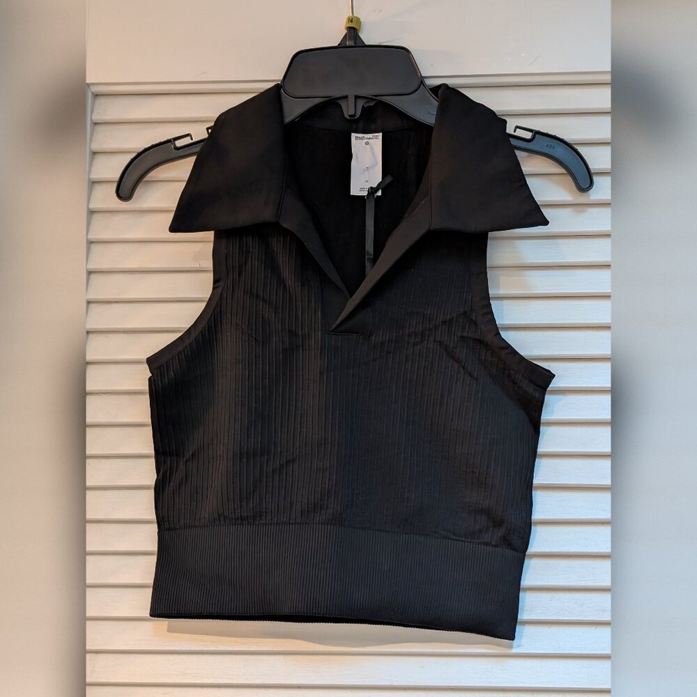 NWT Diane Von Furstenberg x Target Ribbed Black Collared Top | Size XS